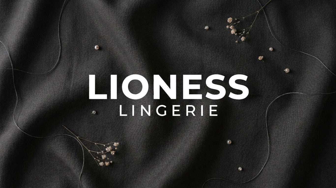 Lioness lingerie banner with logo minimalistic fabric