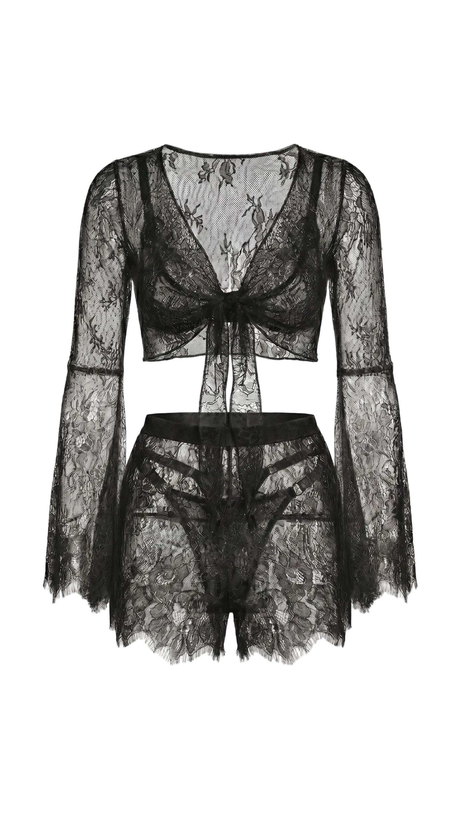 Bespoke black lace panties from the Angelic Whisper luxury nightwear collection, custom tailored for a flawless fit.