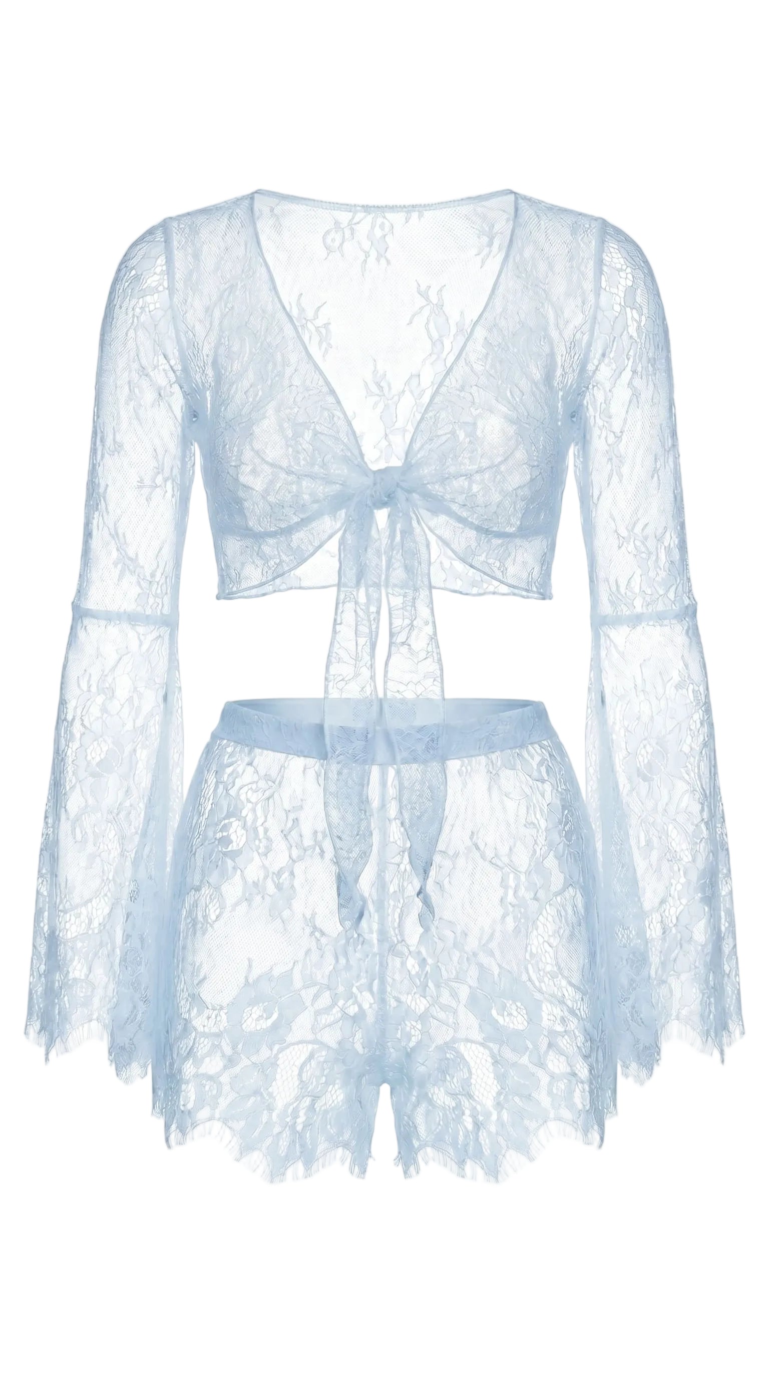 Bespoke blue lace panties from the Angelic Whisper luxury nightwear collection, custom tailored for a flawless fit.