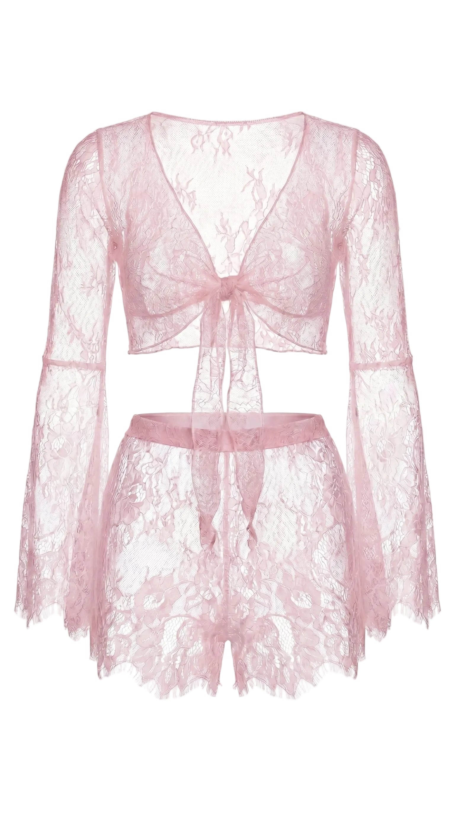 Bespoke pink lace panties from the Angelic Whisper luxury nightwear collection, custom tailored for a flawless fit.