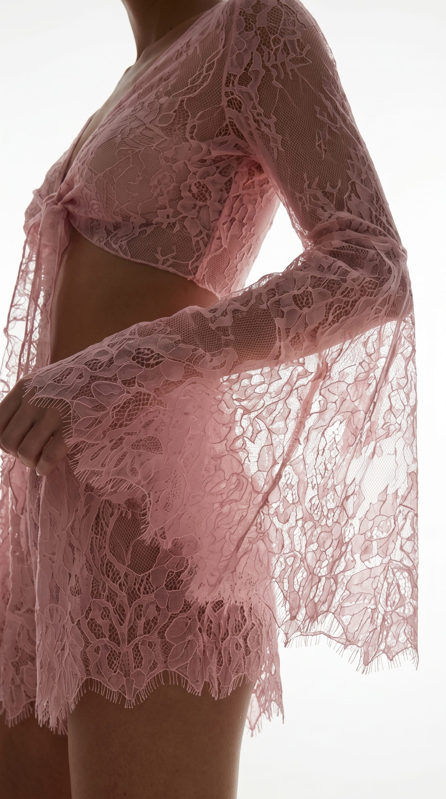 Bespoke pink lace panties from the Angelic Whisper luxury nightwear collection, custom tailored for a flawless fit.