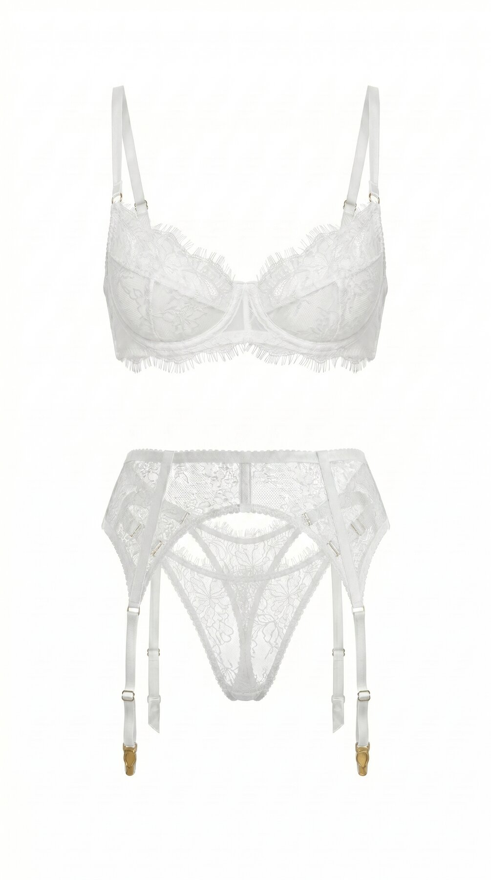 Carolina white bespoke lingerie set - artisanal bridal collection view 1