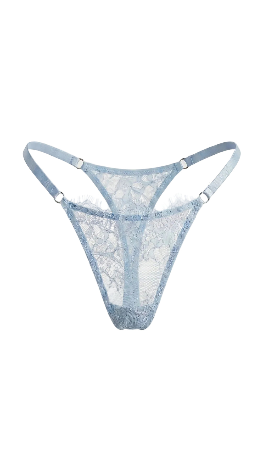 Bespoke blue lace panties from the Femme Totale luxury nightwear collection, custom tailored for a flawless fit.