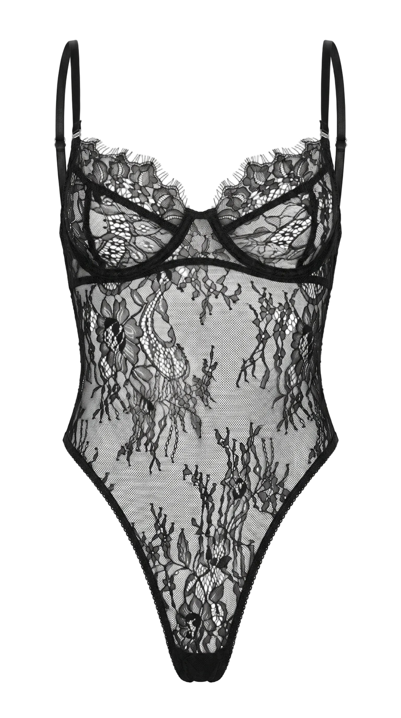 Lace Poetry black sheer lace nightwear pants on ghost mannequin front view