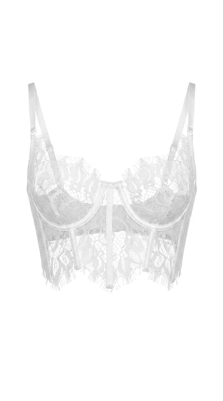 Back view of the sculptured white lace custom bodysuit