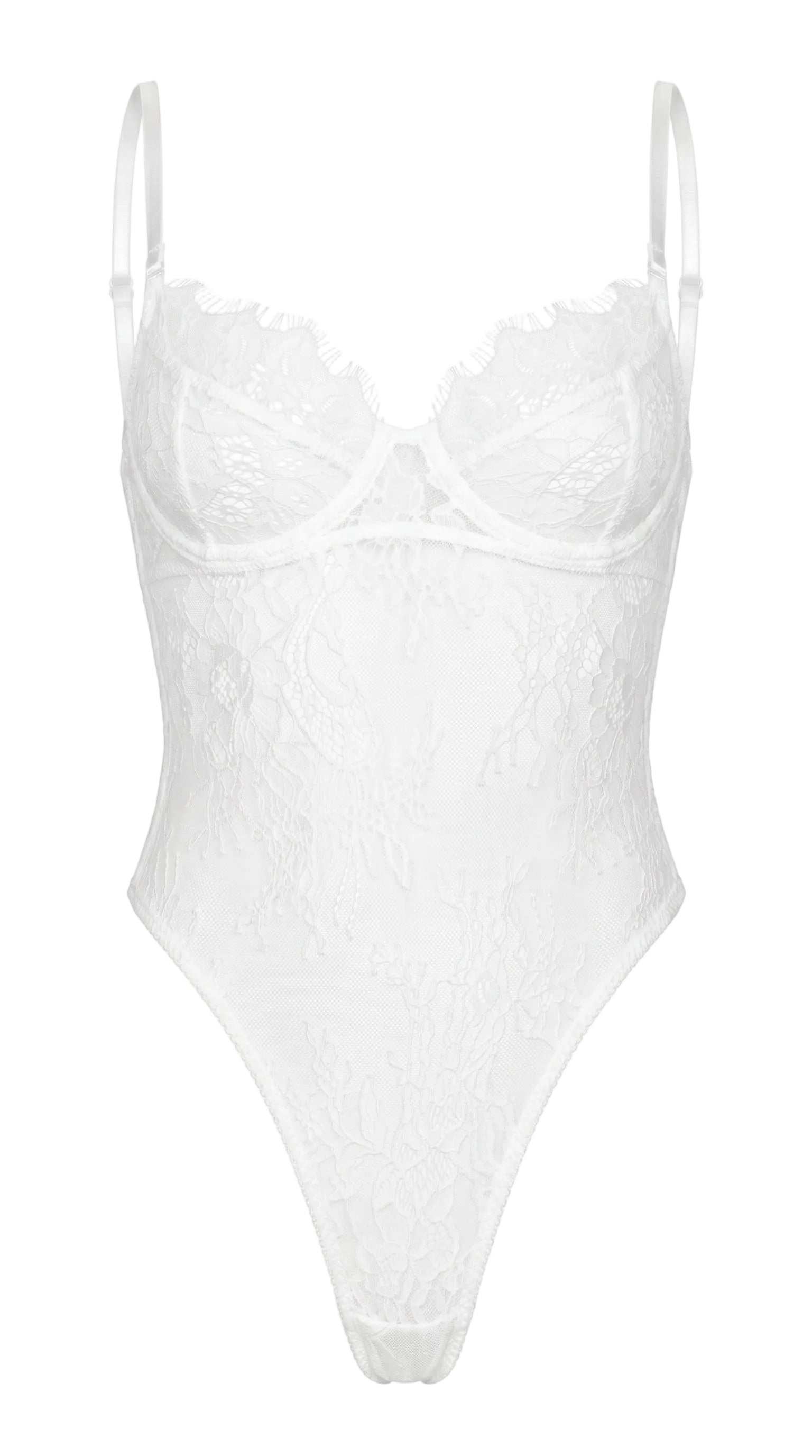Back clasp view of the custom handmade white lace supportive bra