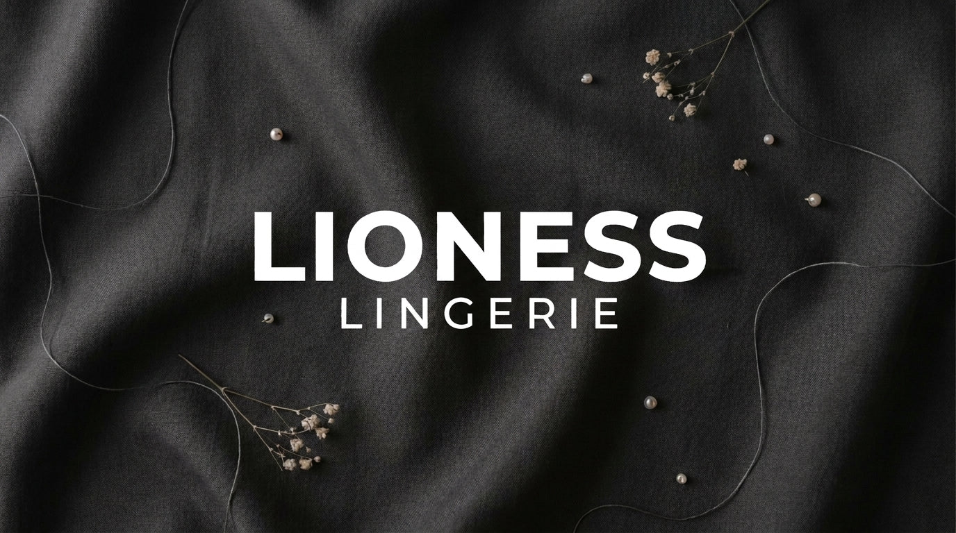 Lioness lingerie banner with logo minimalistic fabric