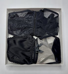 Handcrafted  Black Love Box panties for a perfect bespoke fit.