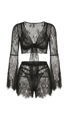 Bespoke black lace panties from the Angelic Whisper luxury nightwear collection, custom tailored for a flawless fit.