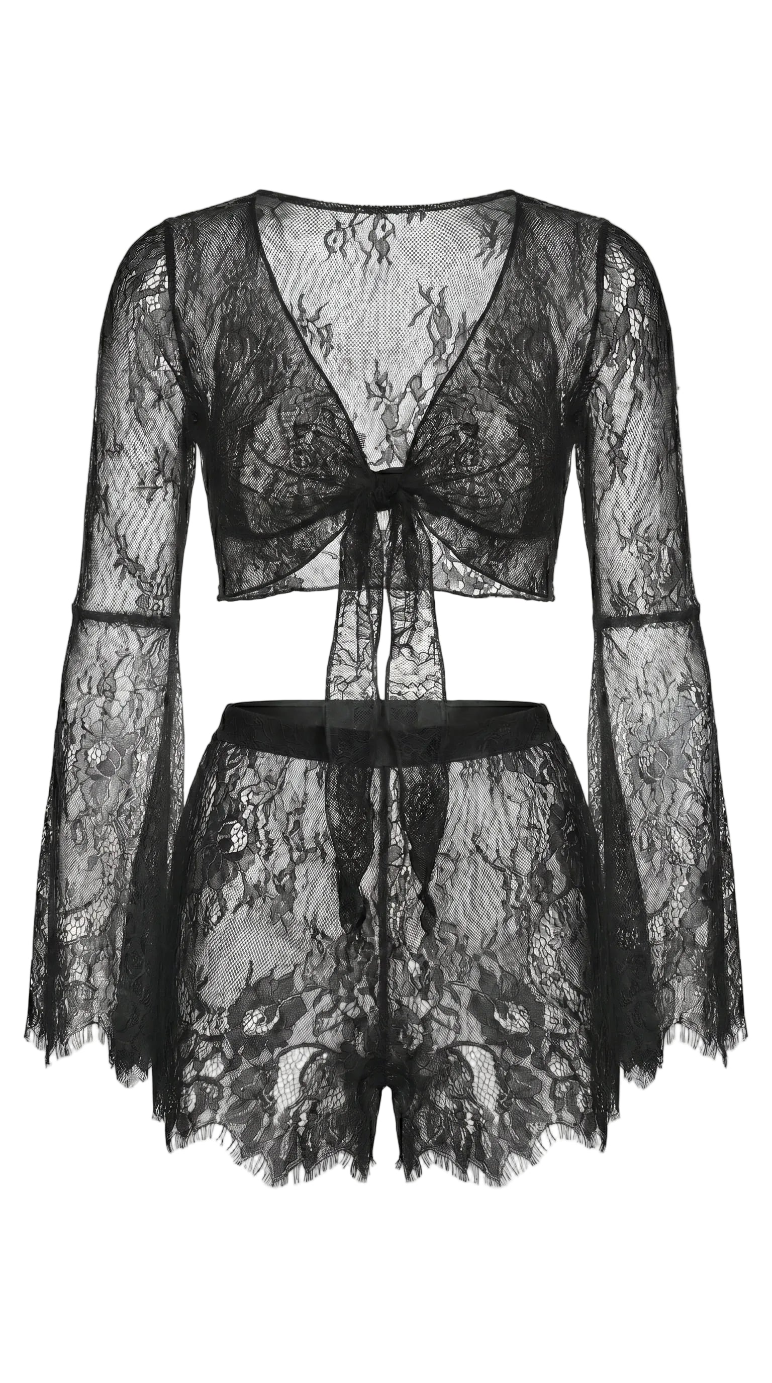 Bespoke black lace panties from the Angelic Whisper luxury nightwear collection, custom tailored for a flawless fit.