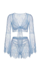 Bespoke blue lace panties from the Angelic Whisper luxury nightwear collection, custom tailored for a flawless fit.