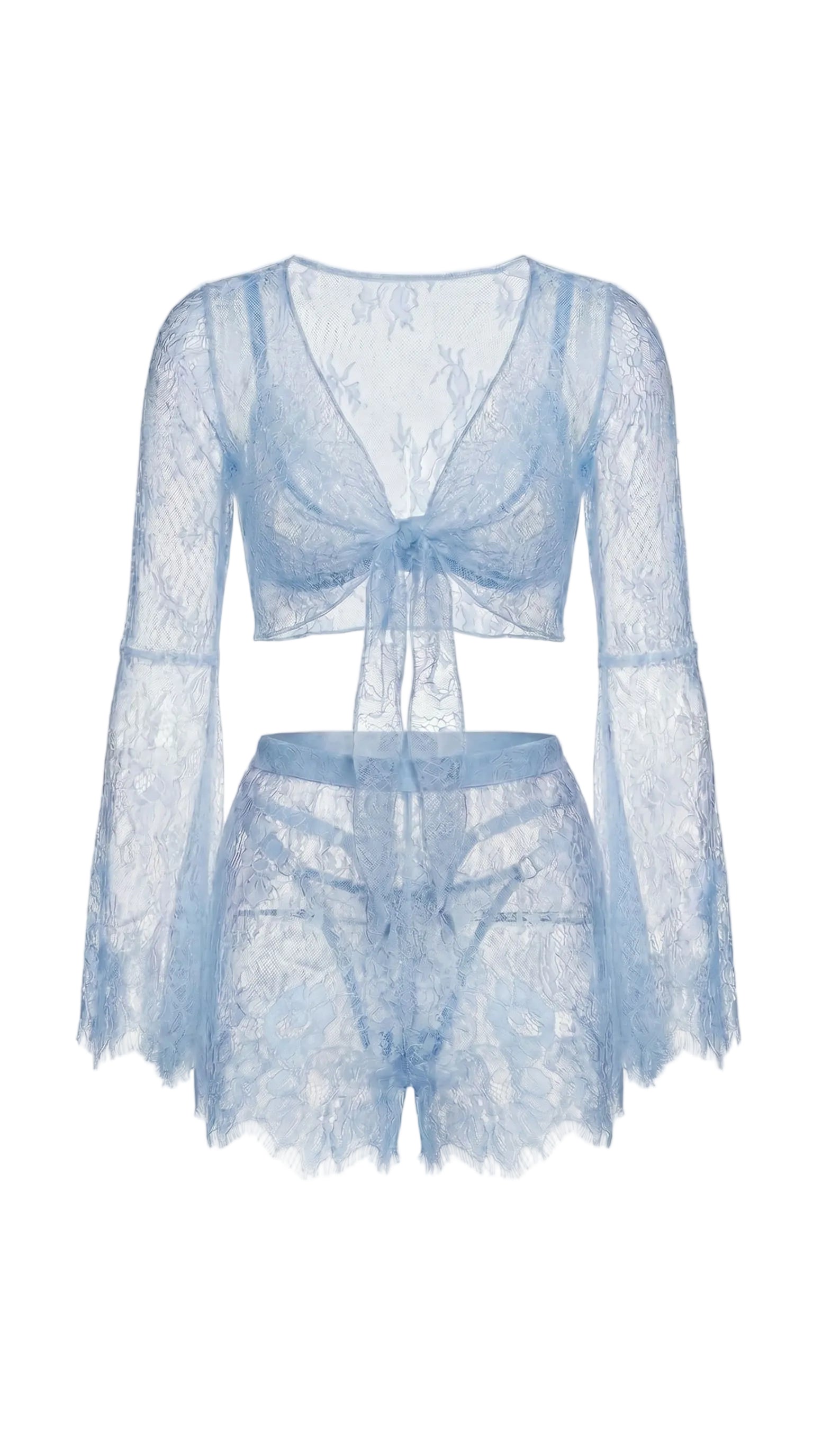 Bespoke blue lace panties from the Angelic Whisper luxury nightwear collection, custom tailored for a flawless fit.
