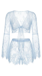Bespoke blue lace panties from the Angelic Whisper luxury nightwear collection, custom tailored for a flawless fit.