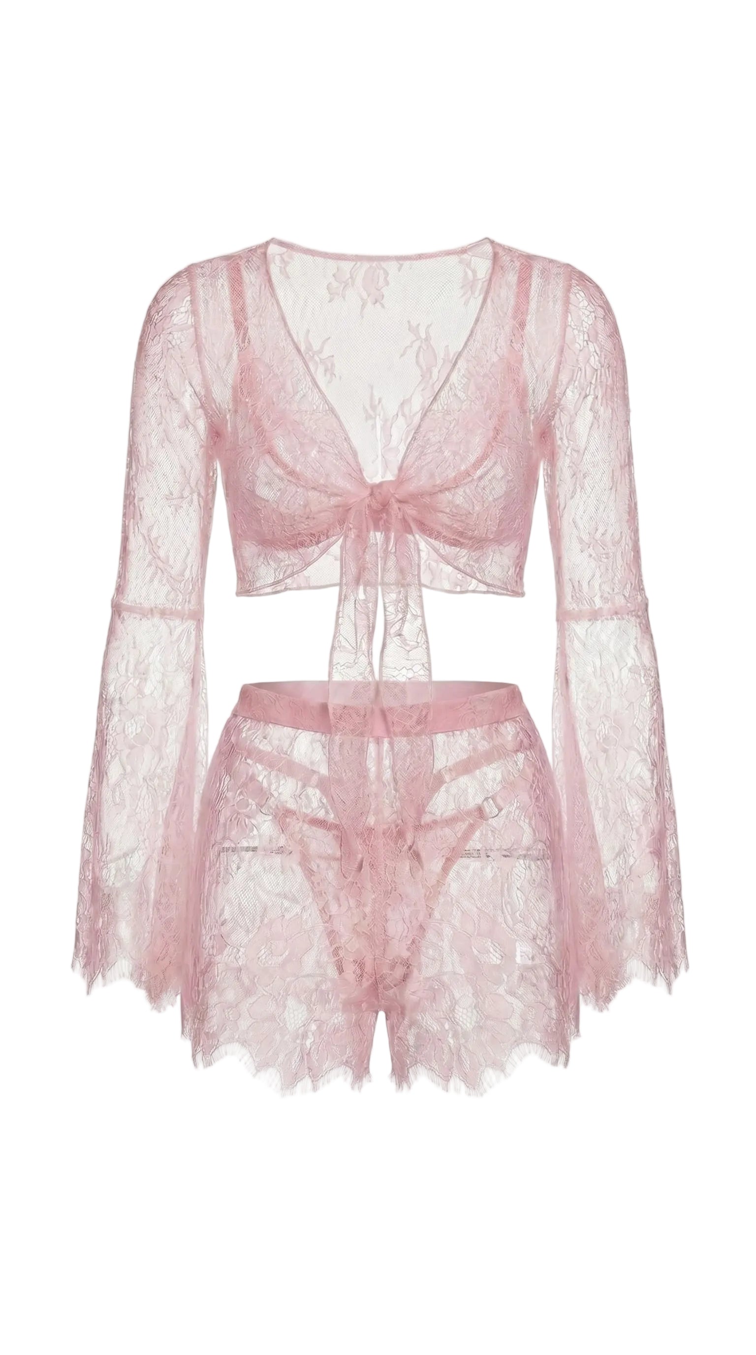Bespoke pink lace panties from the Angelic Whisper luxury nightwear collection, custom tailored for a flawless fit.