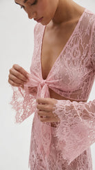 Bespoke pink lace panties from the Angelic Whisper luxury nightwear collection, custom tailored for a flawless fit.