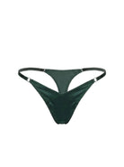 Front view of Basic Green V-style thong panties in emerald sheer mesh.