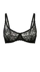 Black Flowers onyx lace bra featuring architectural mesh and custom tailoring for a perfect fit.
