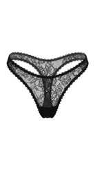 Black Flowers bespoke lace panties featuring shadowy floral embroidery and sheer onyx mesh.