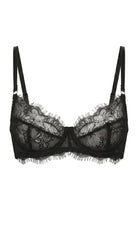 Carolina black lace bra with architectural mesh panels and custom tailoring for a flawless fit.