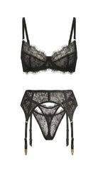 Carolina black bespoke lingerie set - artisanal collection view 1
