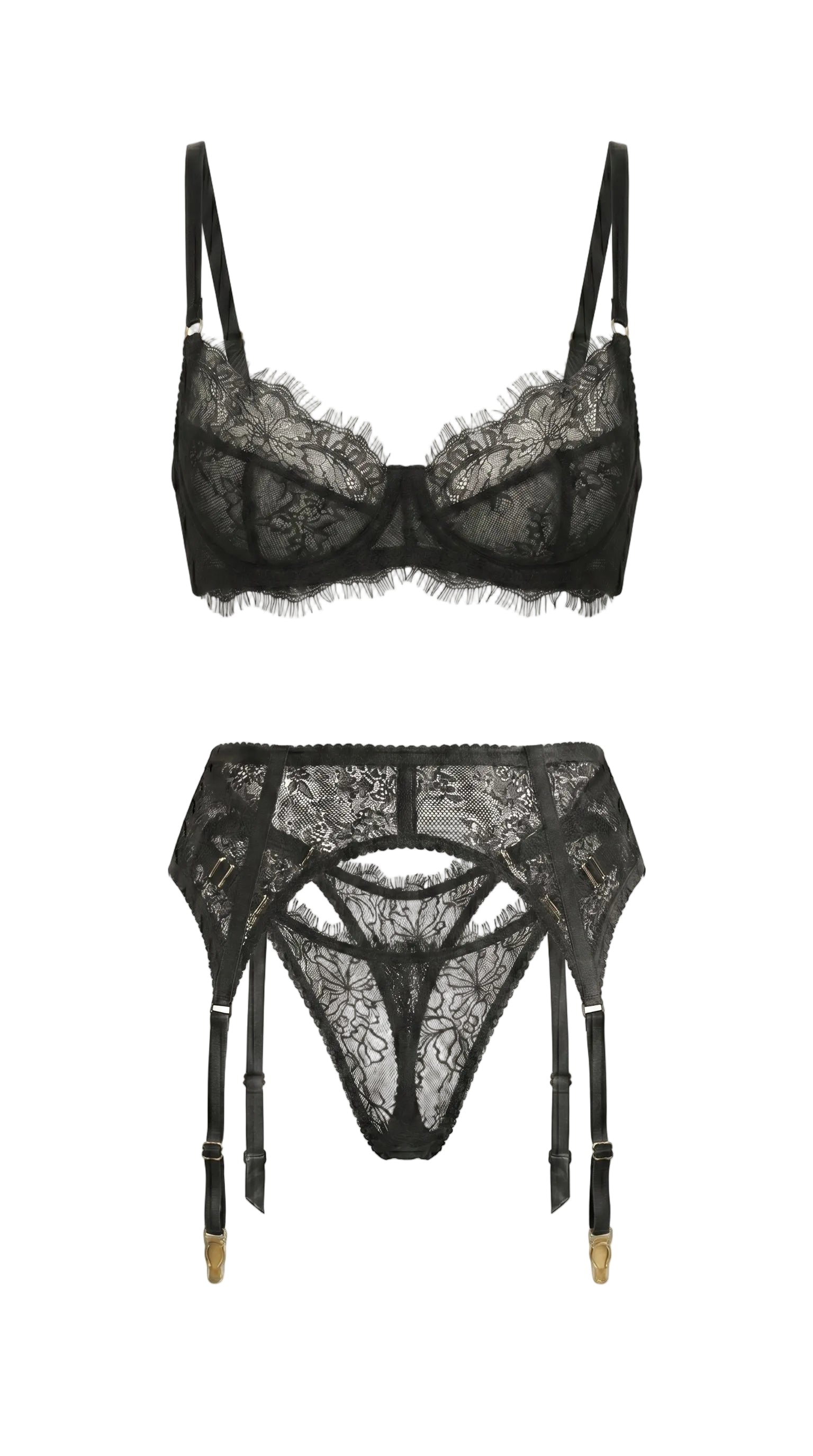 Carolina black bespoke lingerie set - artisanal collection view 1