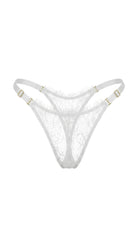 Carolina white artisanal lace and mesh panties featuring an ethereal high-cut silhouette.