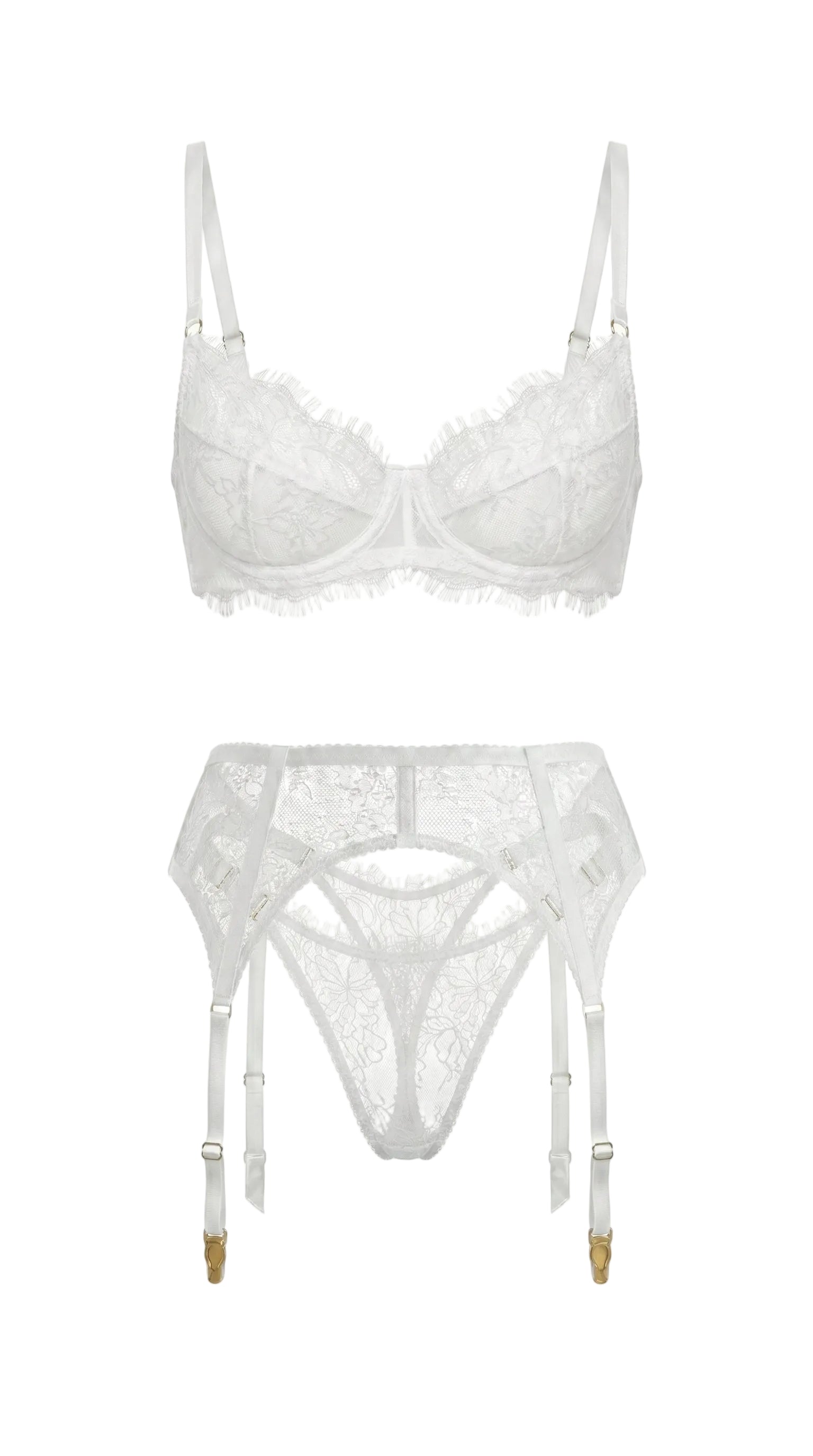 Carolina white bespoke lingerie set - artisanal bridal collection view 1
