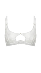 Erin lace bra with central keyhole cutout and supportive mesh panels