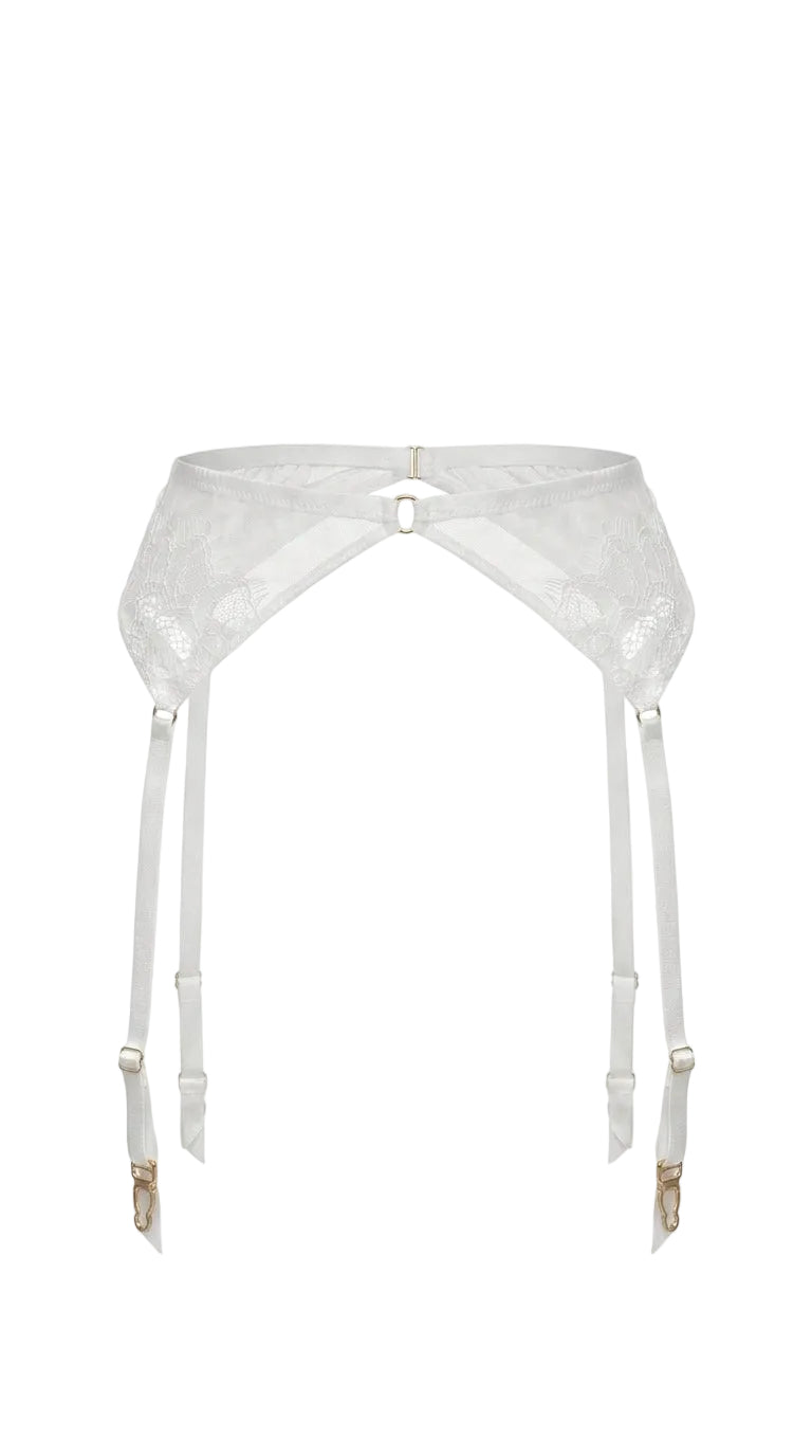 Erin structural lace garter belt with adjustable straps and geometric design