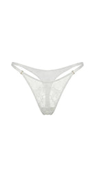 Front view of Erin White panties in floral lace with individual tailoring detail.