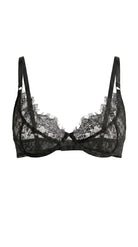 Handcrafted black lace bra from the architectural Femme Totale collection, custom tailored to unique parameters.