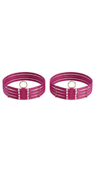 Bespoke pink Quartet leg garter featuring a sophisticated four-strap design.