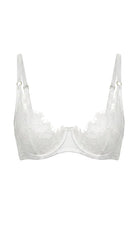 Jasmine white floral lace bra featuring architectural mesh and individual tailoring.