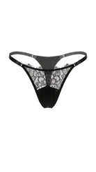 Jasmine black lace bespoke panties on model