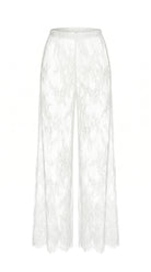 Lace Poetry white sheer lace nightwear pants on ghost mannequin front view