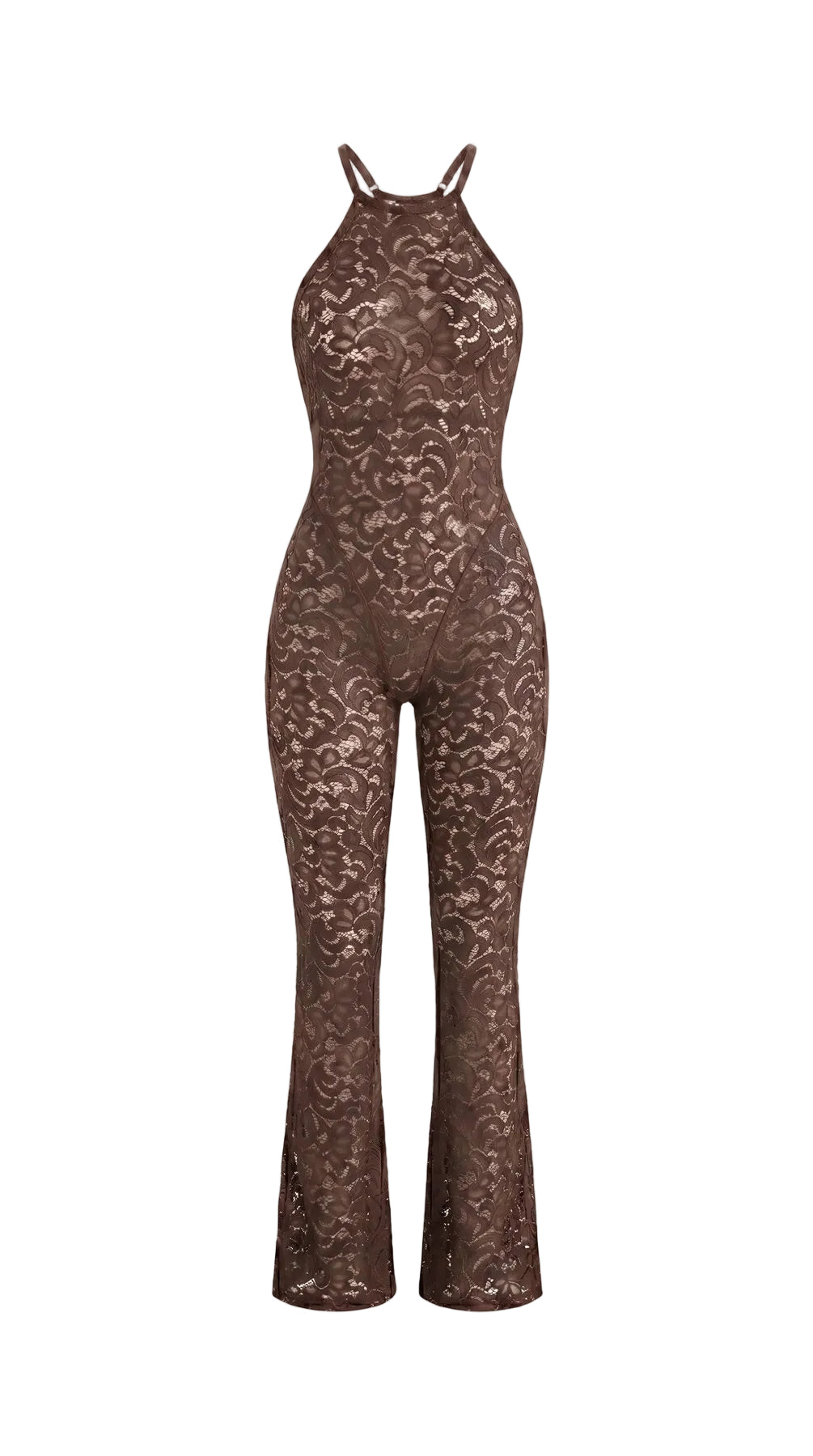 Video showcase of the brown Lea De Paris lace suit.