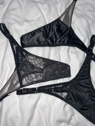 Handcrafted black lingerie set tailored for a perfect second-skin fit.
