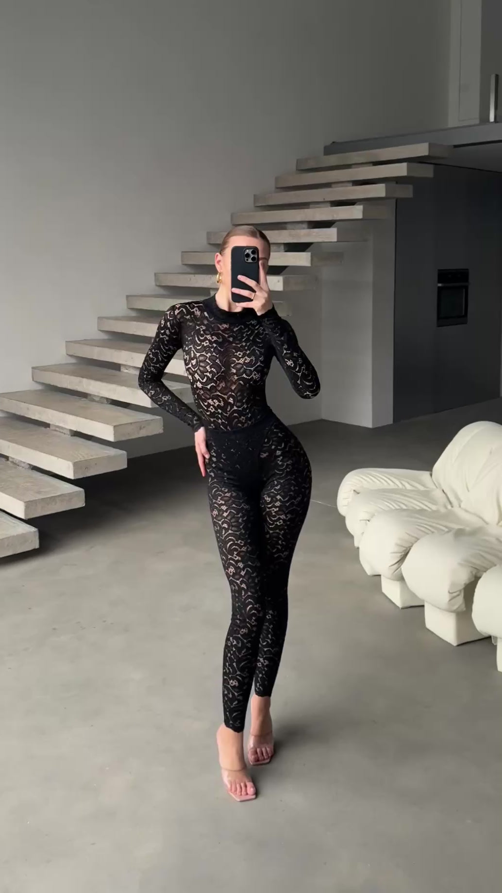 Bespoke black floral lace suit video from the Iness de Nuit collection.
