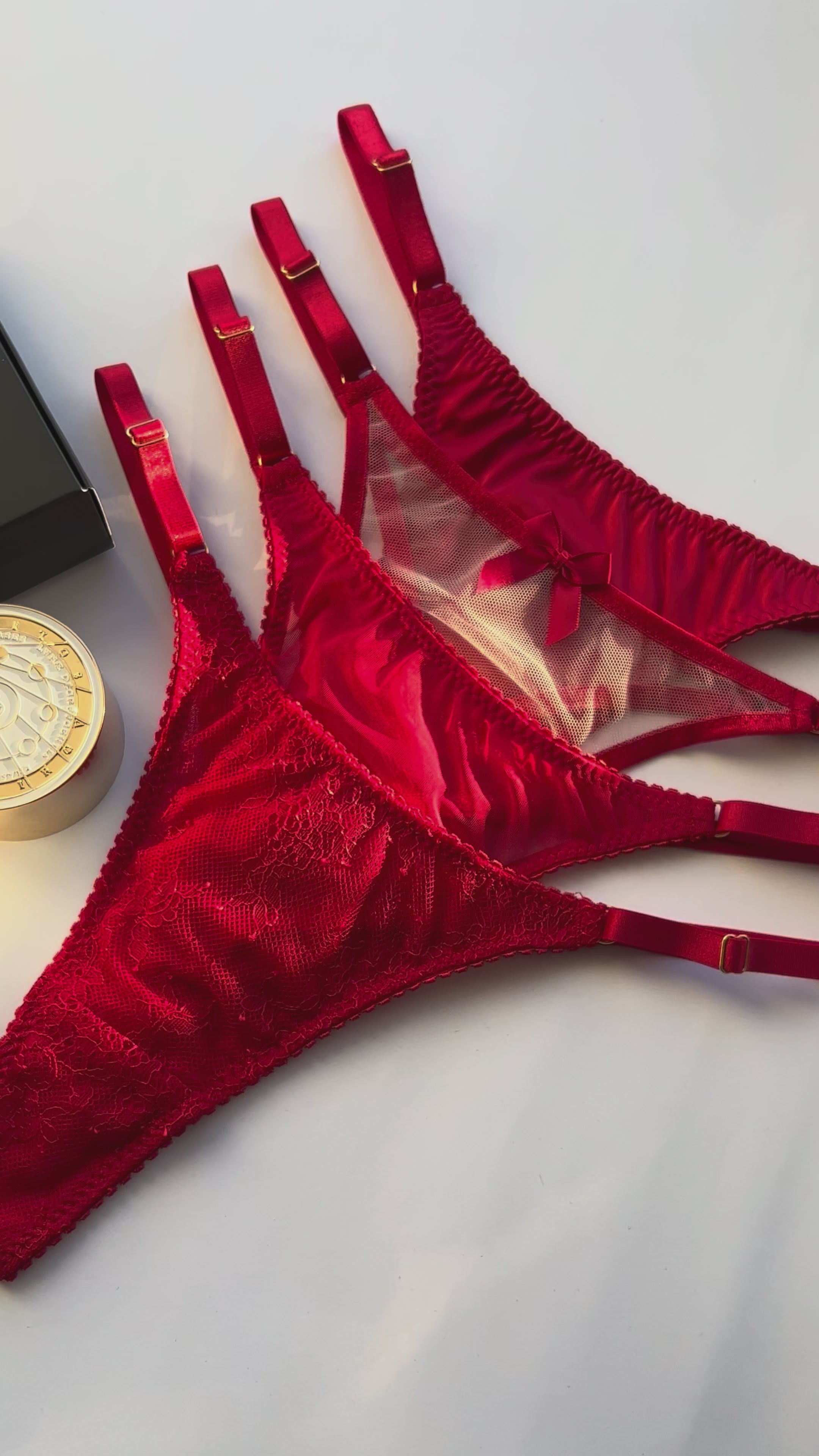 Handcrafted red Love Box panties video for a perfect bespoke fit.