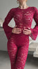 Precision-tailored red lace jumpsuit video from the Amalia Empress collection.