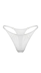 Tailored white mesh and lace panties Provocation with high-cut silhouette.