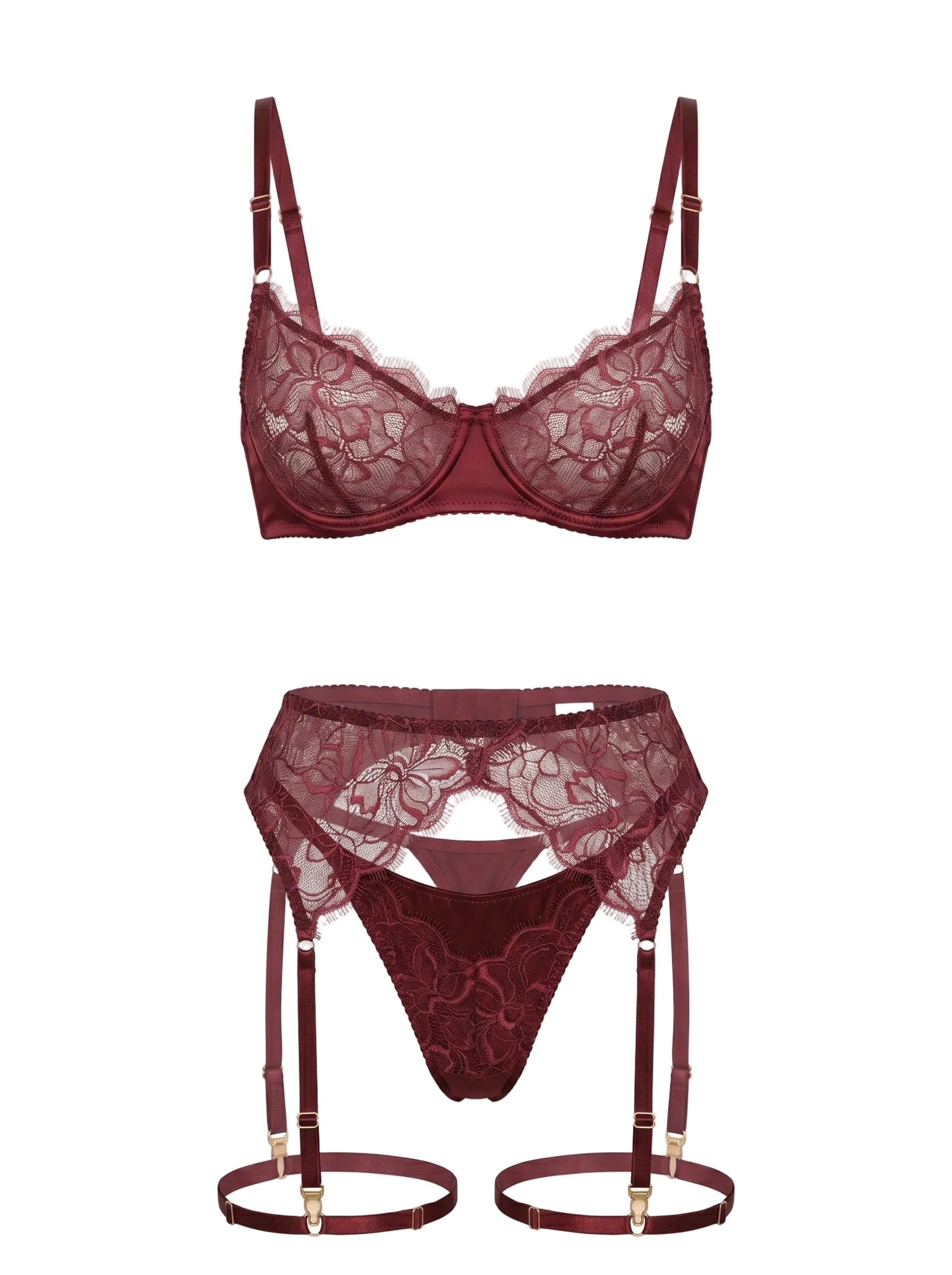 Samantha red bespoke lingerie set - artisanal collection view 1
